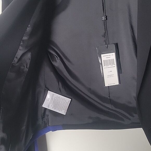 NWT XS BCBG Bowie Blazer Jacket Black Blue Feminine Sexy Fitted Tuxedo Office - Picture 14 of 16
